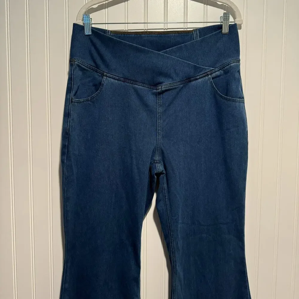 Halara Flex High Waisted Crossover Waist Casual Flare Jeans NEW XL Petite - Picture 3 of 6